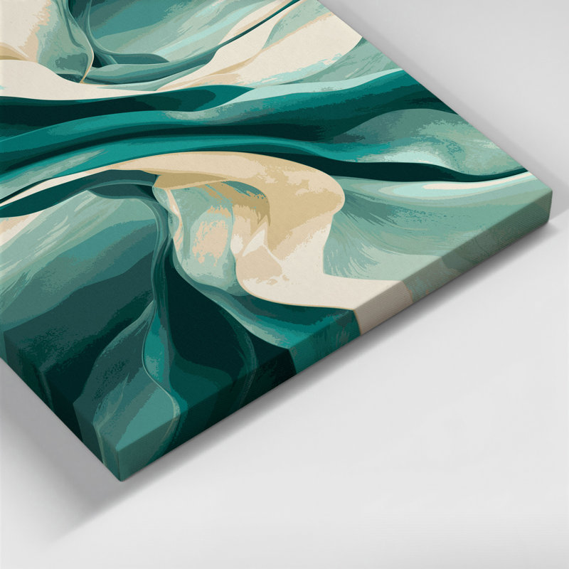 Abstrait paysage 22, art mural sur toile verte, H 14 po x l 11 po
