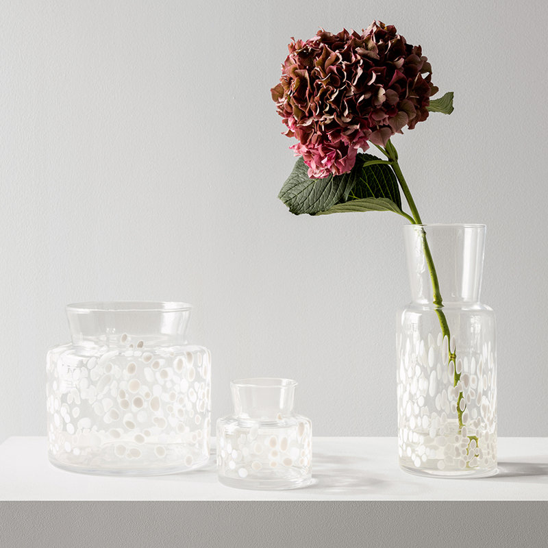 Meadow Glass Table Vase, 4.5" H x 4.3" W x 4.3" D, White/Ivory
