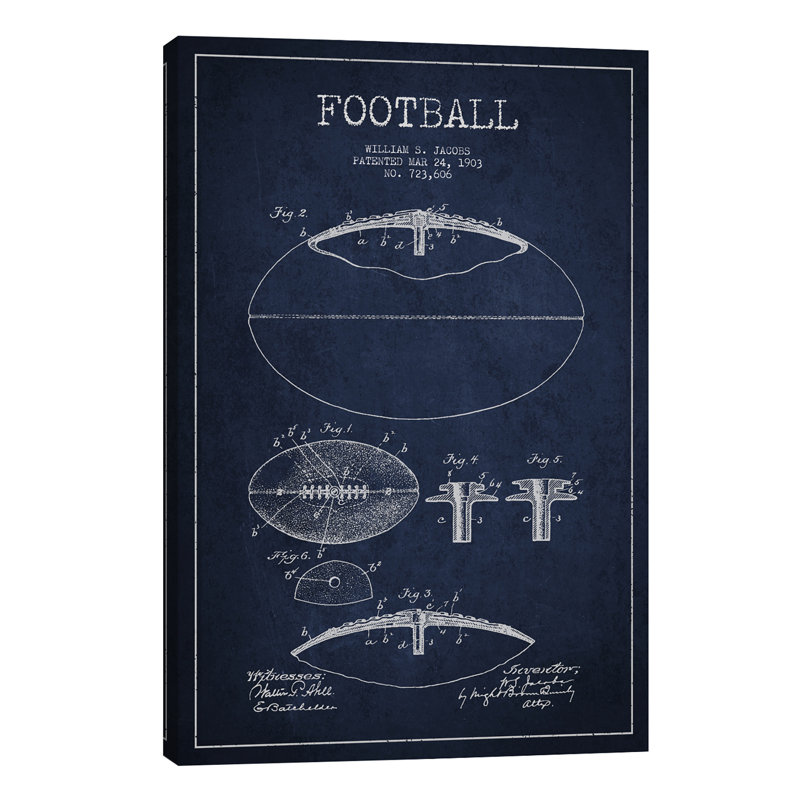 Football All Patent by Aged Pixel - Print on Canvas, 66.04 cm H x 45.72 cm W x 1.91 cm D, No Frame