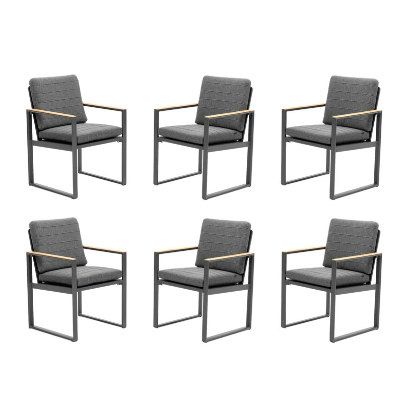 6 chaises de patio pour l'extérieur avec coussins de la collection Alexander, Gris, Gris