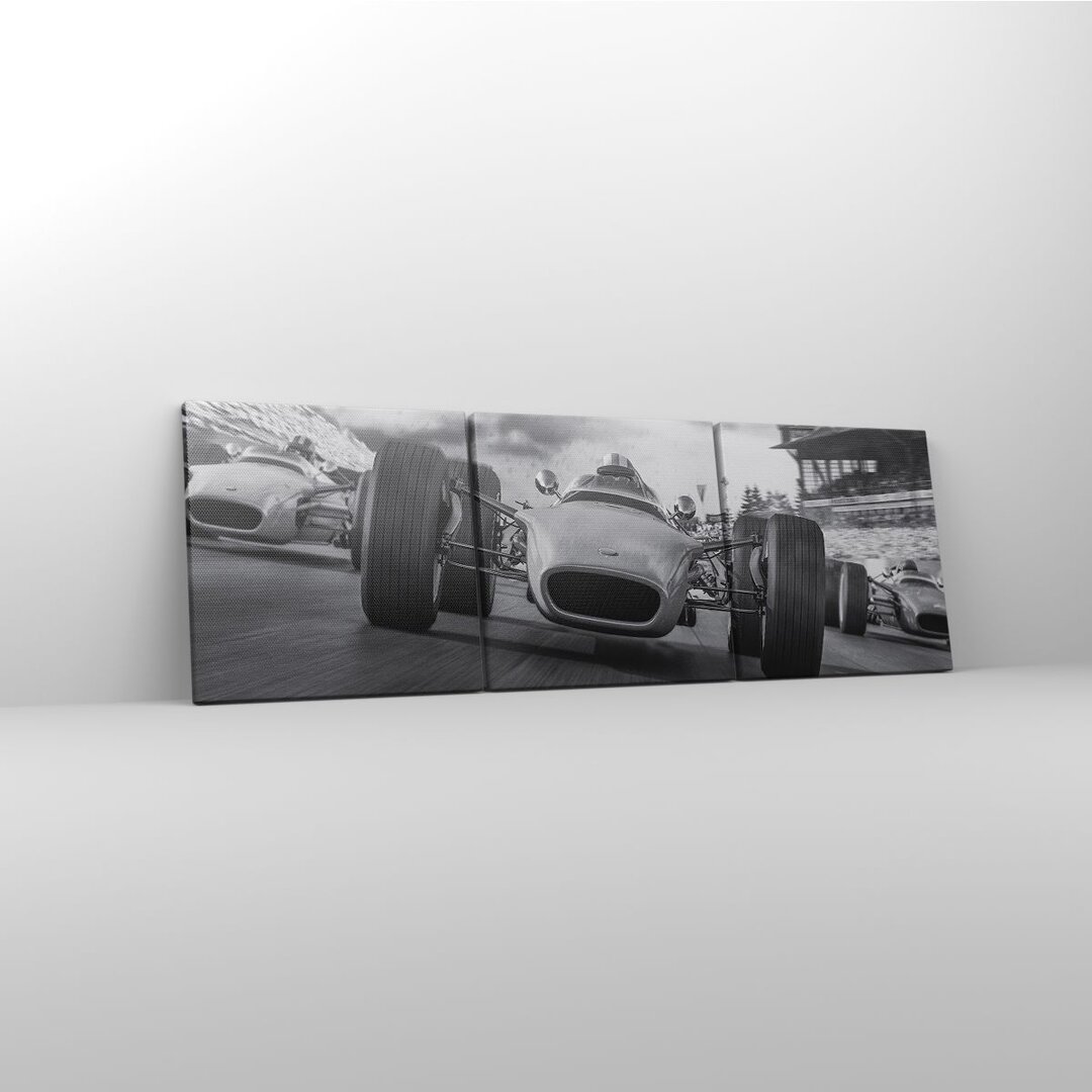 3-tlg. Leinwandbilder-Set Formula 1 Black and White