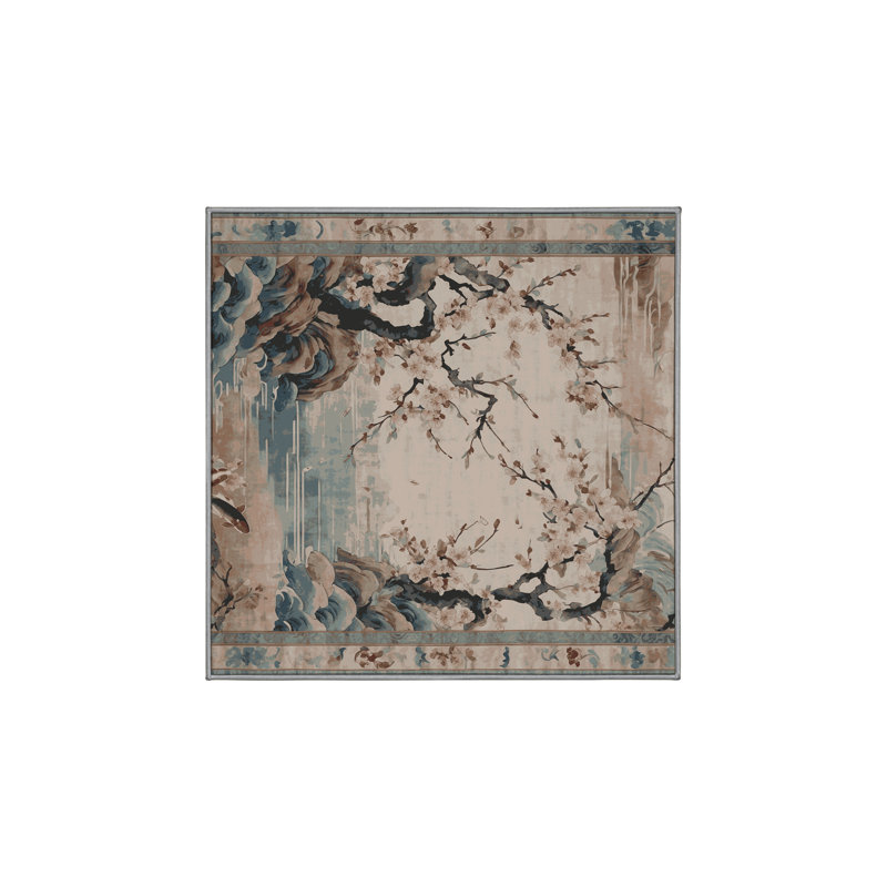Machine Washable Gray Area Rug, Square 3'