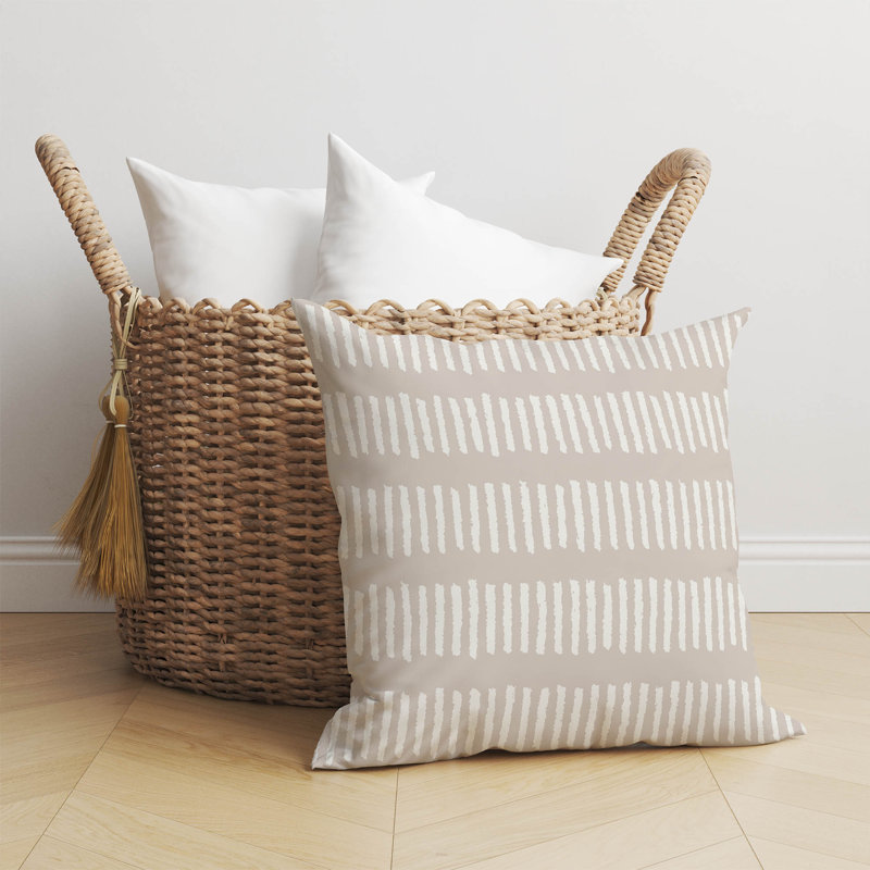 Coussin décoratif lignes d'escrime, H 16 po x l 16 po, Rayure taupe