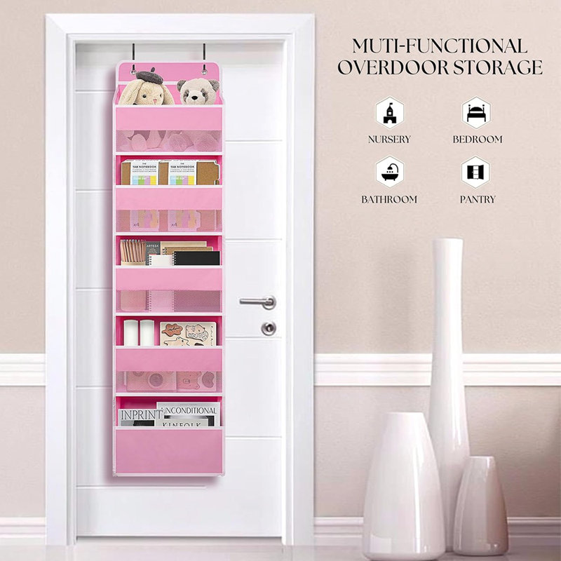 Rangement au-dessus de la porte avec 5 grandes poches - Rangement suspendu robuste pour placard, salle de bain, chambre de bébé, chambre à coucher et dortoir