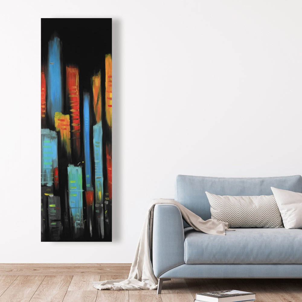 Lark Manor™ Abstract Colorful Tall Buildings - Turquoise Canvas Art ...