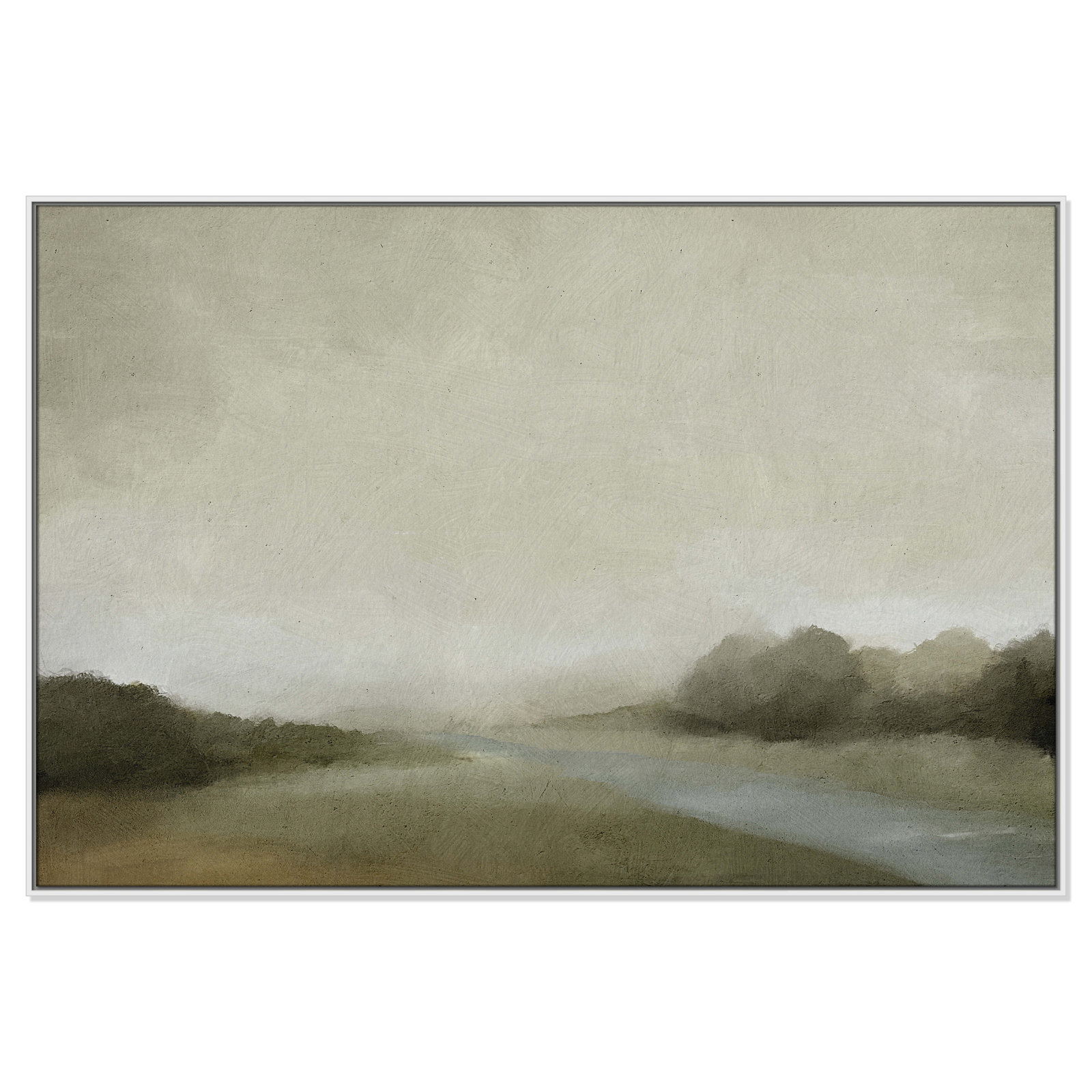 Vanora "Lovers Creek" Painting, 41.5" H x 61.5" W, White