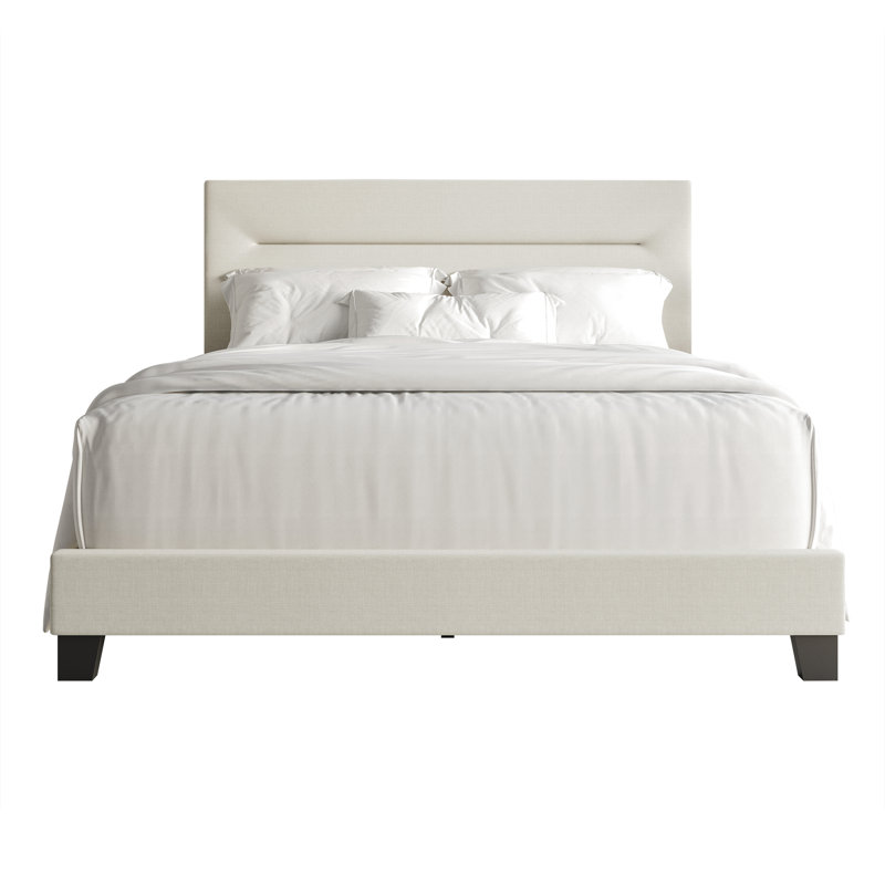 Emery Upholstered Panel Bed, King, Beige