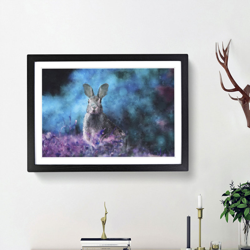 Curious Hare - Picture Frame Painting Print, 62cm H x 87cm W x 2cm D, Black Framed