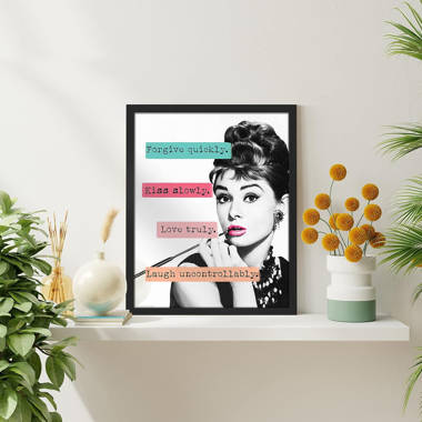 Audrey Hepburn Preppy Pop Wall Art Vogue Cover Poster Fashion Chic Beauty  Hollywood Superstar Prints Framed On Canvas Print