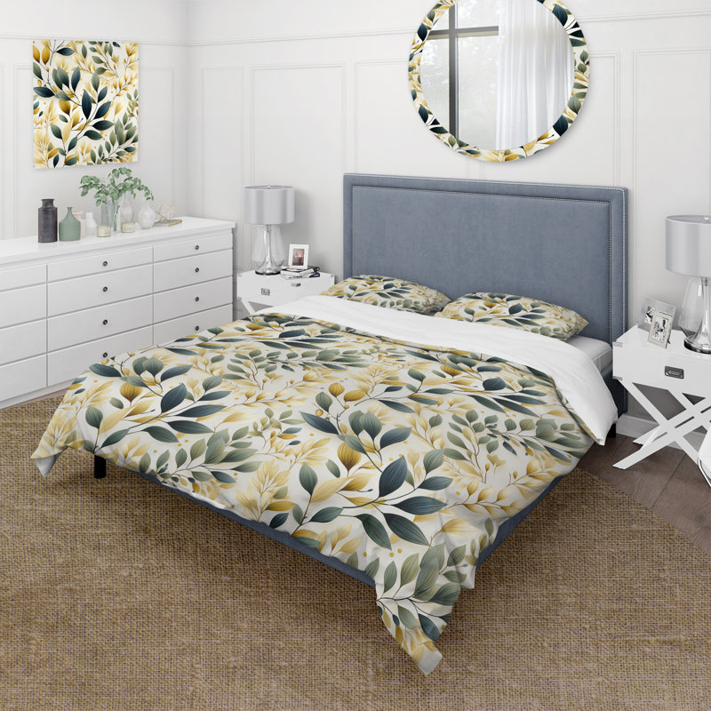 Ensemble de housse de couette Tranquil Leaves III - Plants, Housse de couette simple + 1 taie décorative stan