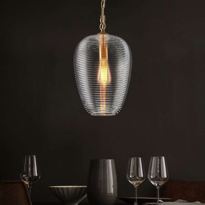 Luminaire suspendu en verre transparent à 1 lumière Glimmeri, Or brossé