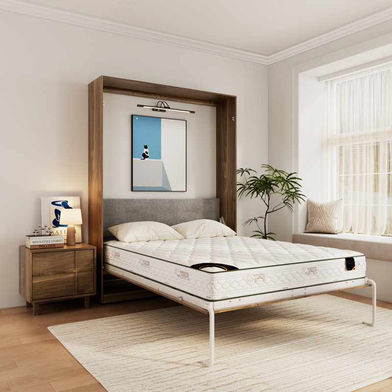 Murphy Bed Queen, 85" Wall Bed Folds To Save Space, Brown