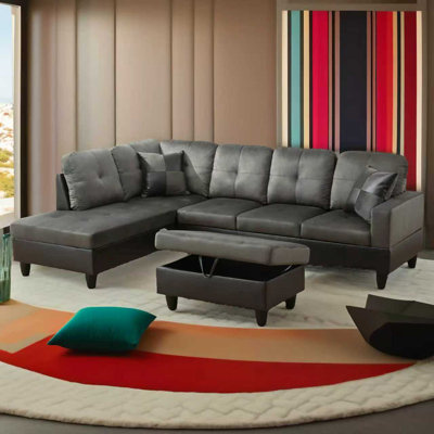 Juliessa Velvet L-Shaped Sectional Right Hand Facing