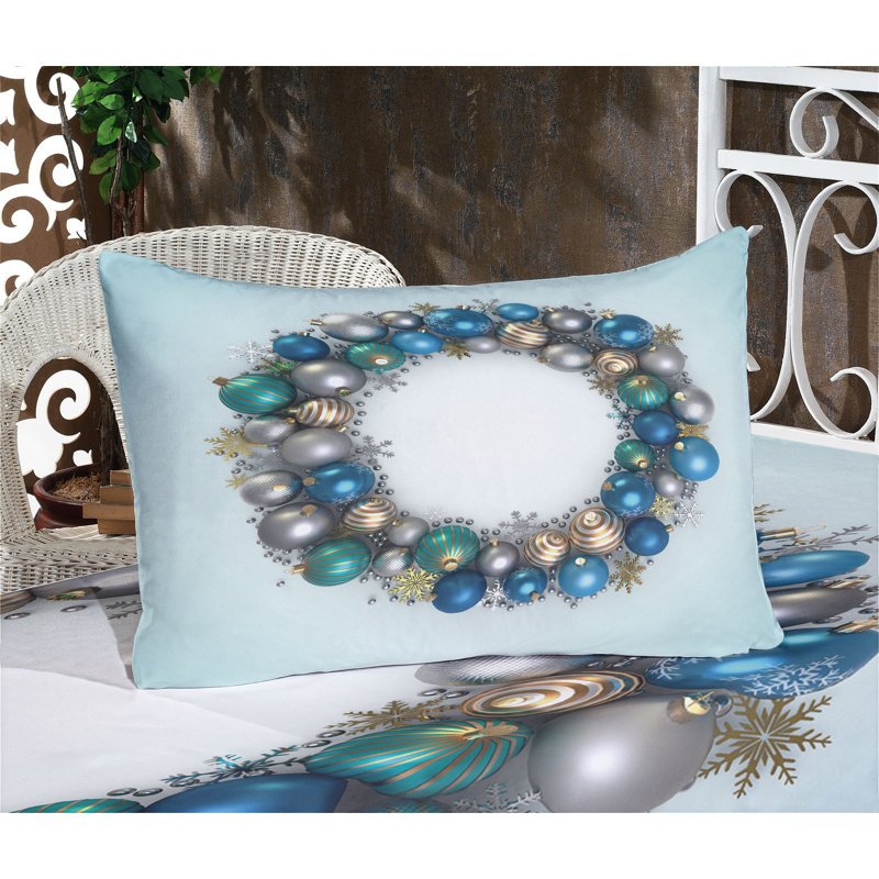 Full White Microfiber Christmas Print Bedding Set