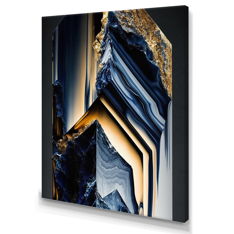 «Abstract Geode Geometric Blue IV», reproduction sur toile, L 12 po x H 20 po, Toile tendue