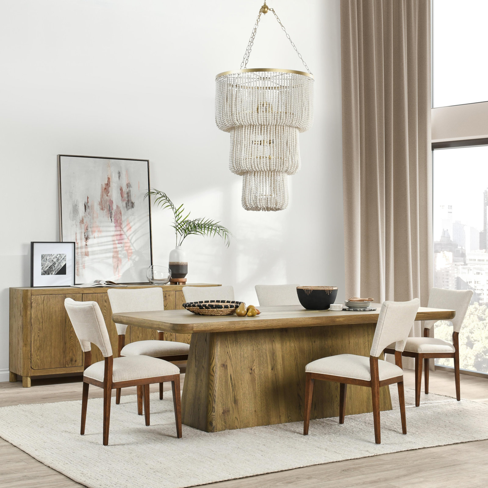 Lowell Oak Dining Table, 30" H x 95" L x 42" W, Light Brown