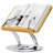 Bamboo 360 Rotating Book Stand For Reading, Adjustable Textbook Holder For Reading, Foldable Desktop Cookbook Stand With Protective Page Clips, Fits All Books - Silver