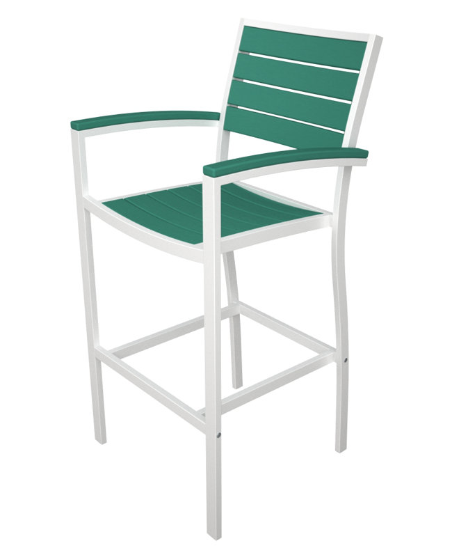 Chaise avec accoudoirs de bar POLYWOOD Euro, Blanc brillant, Aruba