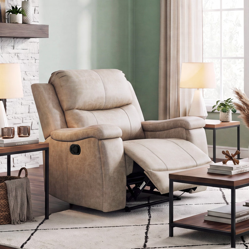 Fauteuil inclinable en similicuir 37 po Emony, Blé