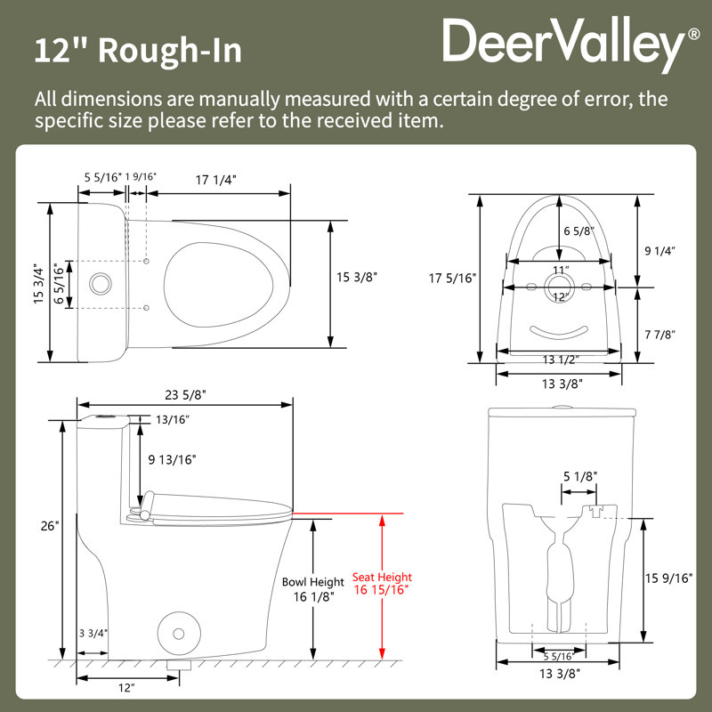 Toilette compacte une pièce moderne pour petites salles de bain, toilette à jupe allongée avec siège à fermeture en douceur, chasse d'eau puissante de 1,28 GPF