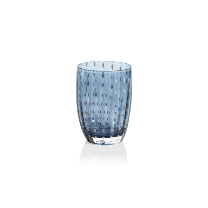 Verres à gobelet à pois blancs Oakes, ensemble de 4, Bleu marine
