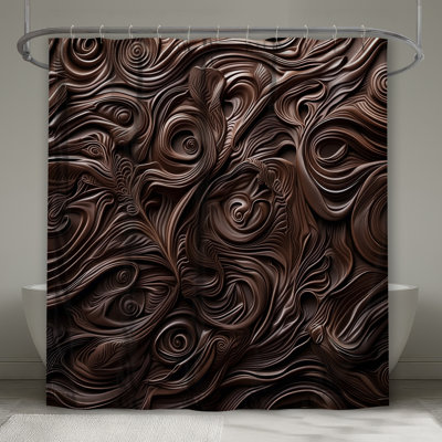Intricate Brown Swirls Shower Curtains Extra Long