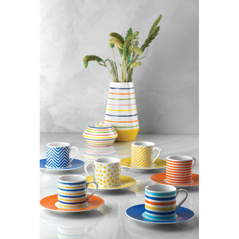 Ensemble de tasses à café élégantes (12 pièces), 100% porcelaine, tasses: 2,4 x 2,4 x 2,4 pouces | Soucoupes: 4,7 po x 4,7 po x 0,8 po | Va au lave-vaisselle et au micro-ondes | Parfait pour la maison, le bureau ou les occasions spéciales, design é