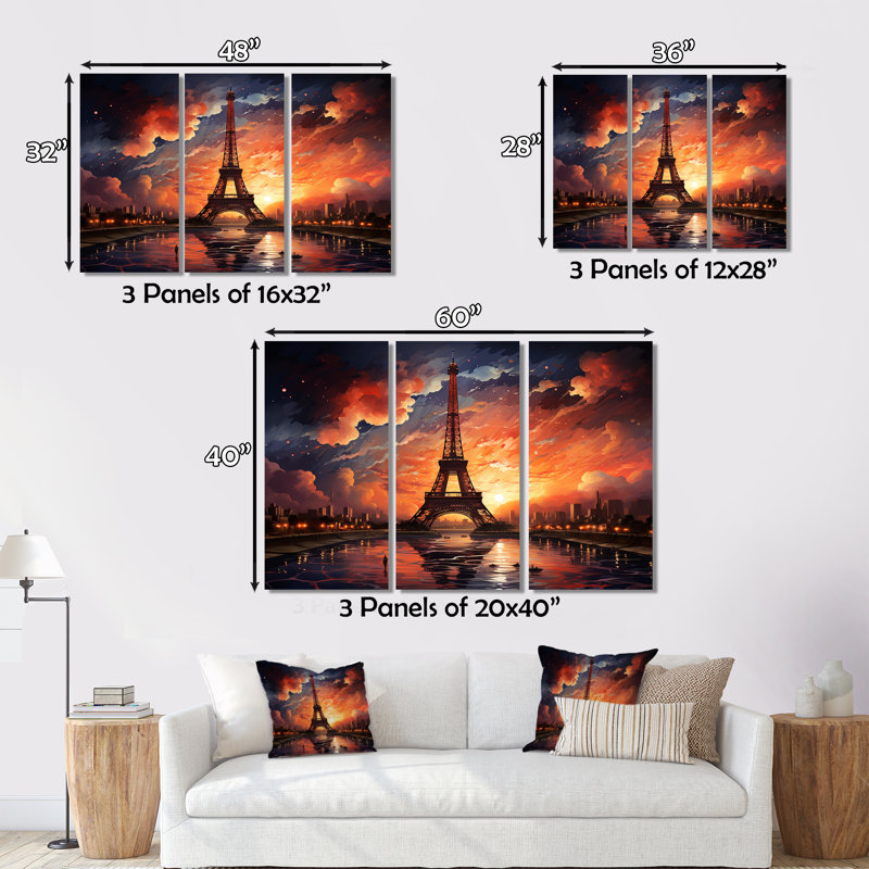 Loiret - City Paris, ensemble de reproductions d'art mural, H 40 po x l 60 po x P 1 po