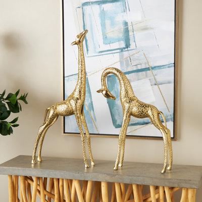 Ensemble de sculpture décorative girafe en aluminium et métal