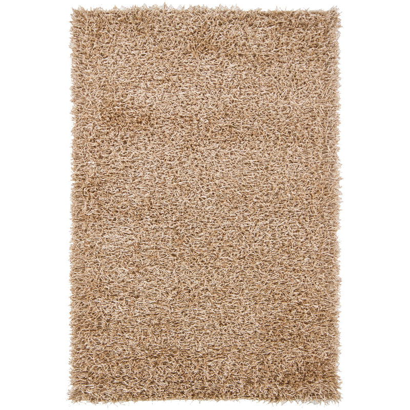 Heston Authentic Hand Woven Handmade Cream Modern Abstract Polyester Shag Area Rug