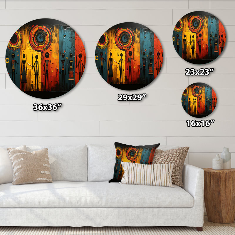 Leny - People, art rond en métal, H 36 po x l 36 po