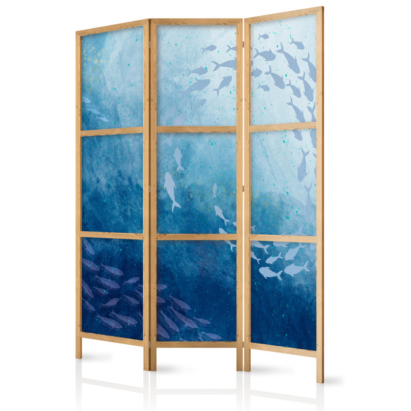 171cm H Solid Wood Folding Room Divider, 171cm H x 135cm W x 1.2cm D, 3