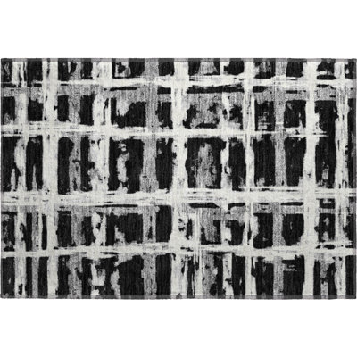 Premium Machine Washable Prisco Black Rug
