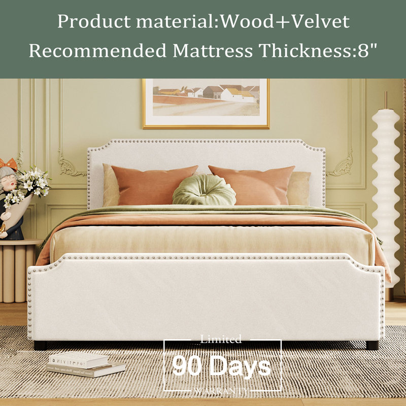 Langdon Upholstered Platform Storage Bed, Beige