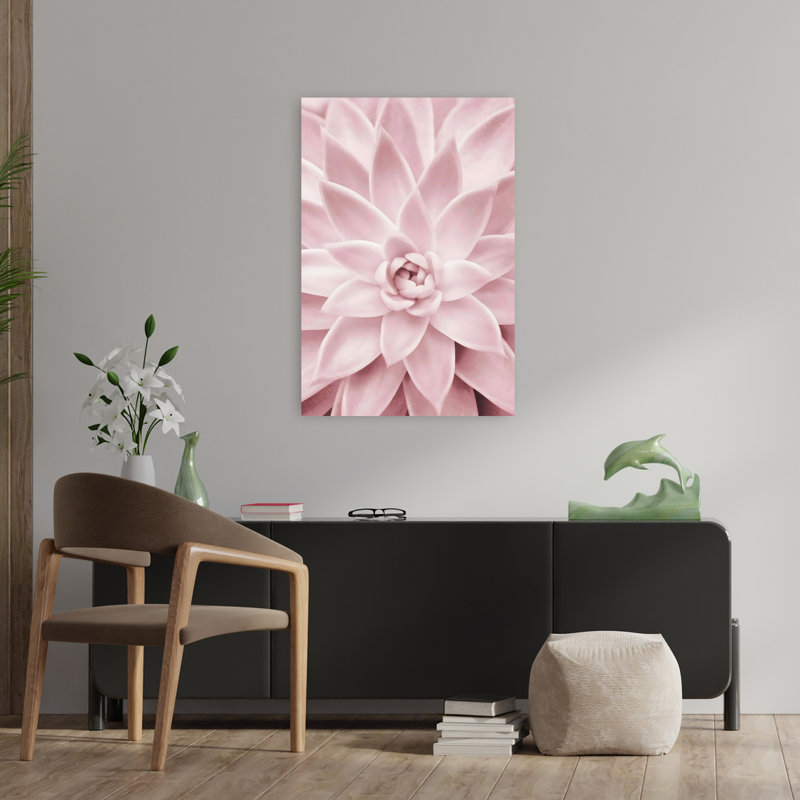 «Rose Succulent Abstract», art mural contemporain, H 36 po x l 24 po