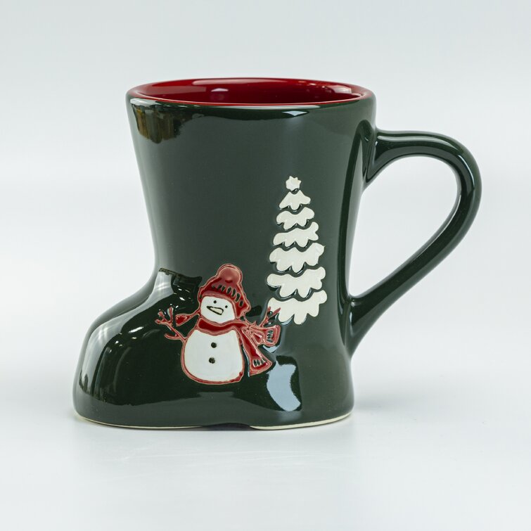 Set of 2 Caribou Coffee Ceramic Travel Mugs snow What Fun It Is Winter  Christmas Themed 16 Oz 