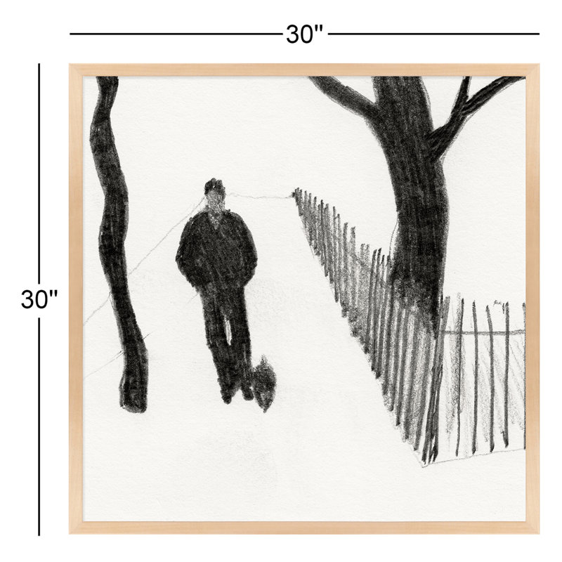 Walking The Dog Print by Simon Schneiderman, Brown, 30" H x 30" W x 1.25" D