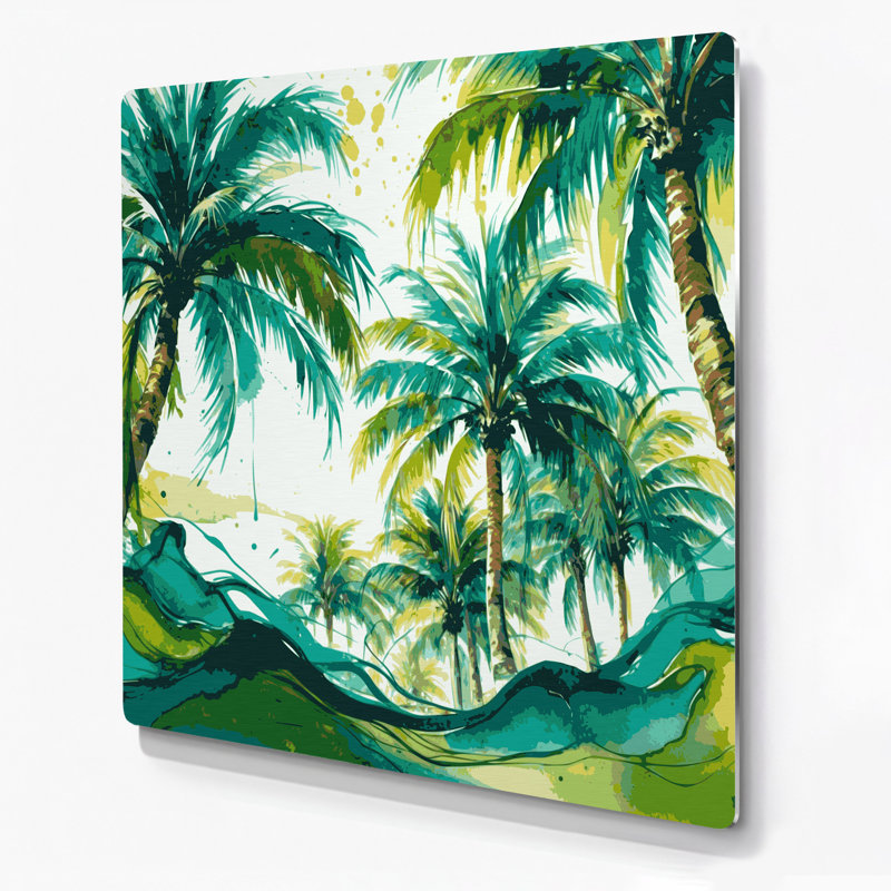 «Hawaiian Date Palm», art mural en métal vert, H 32 po x l 32 po