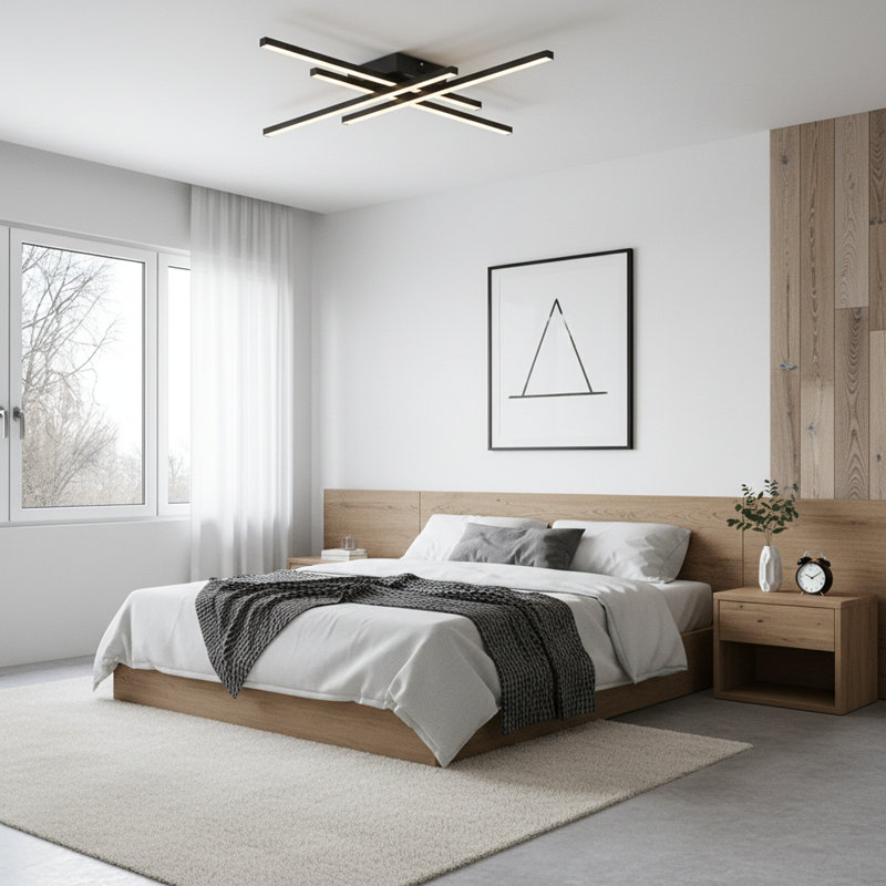 Plafonnier semi-encastré à DEL 4 lumières Whisman, H 2,8 po x l 30 po x P 30 po, Noir mat