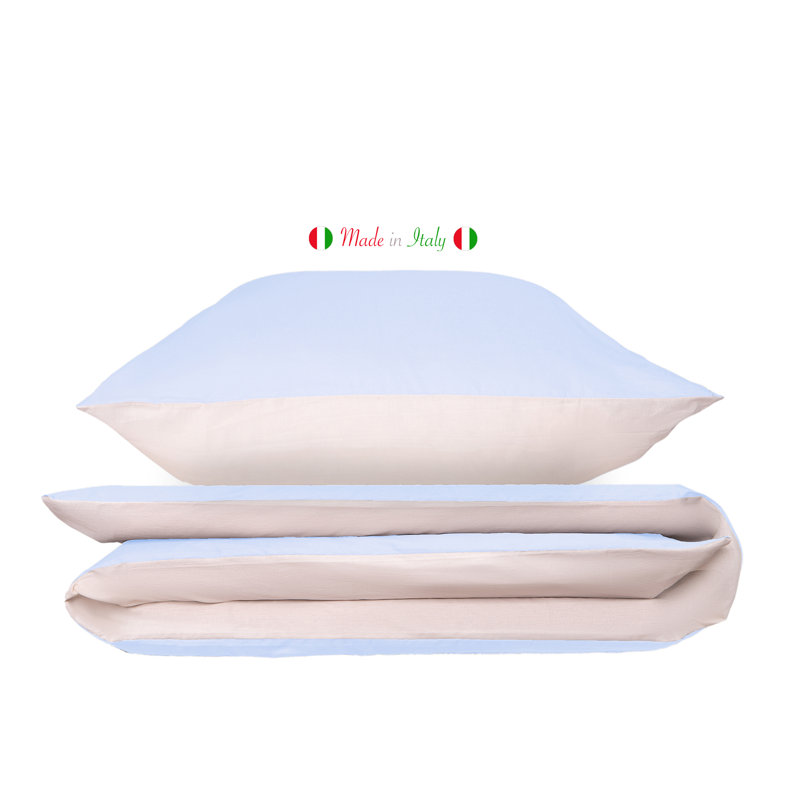 Cotton Duvet Set, Kingsize - 2 Pillowcases (80 x 80cm), Azure/Cream