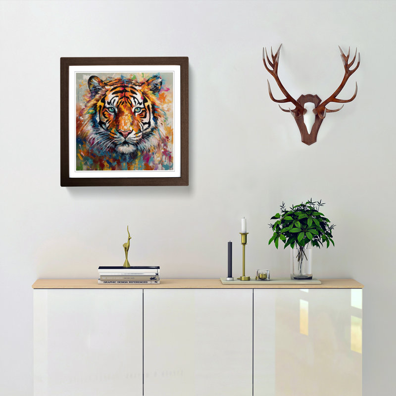 Tiger Abstract Expressionism - Framed Print, Walnut