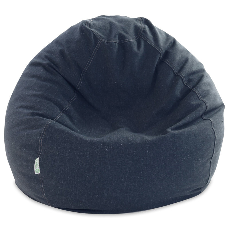 Bean Bag Chair & Lounger, Navy Blue, 23" H x 35" W x 35" D