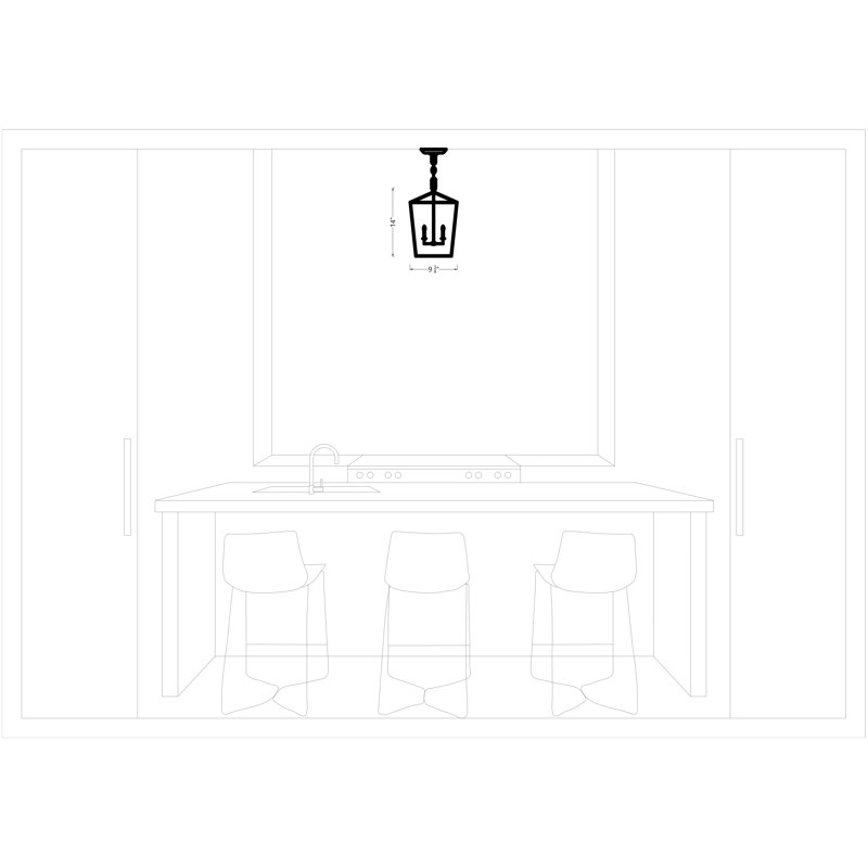 Three Light Mini Lantern, Matte Black