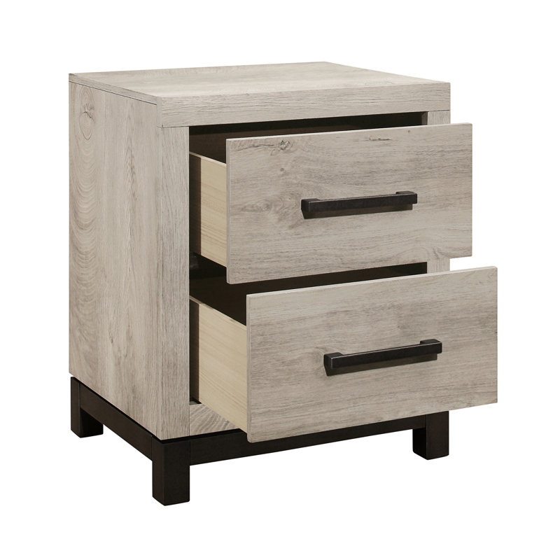 Barlow 20"W 2-Drawer Nightstand , Light Gray