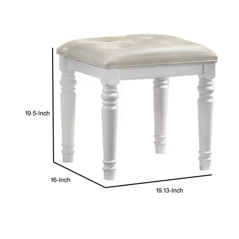 Tabouret de coiffeuse Kathir, Blanc, Beige