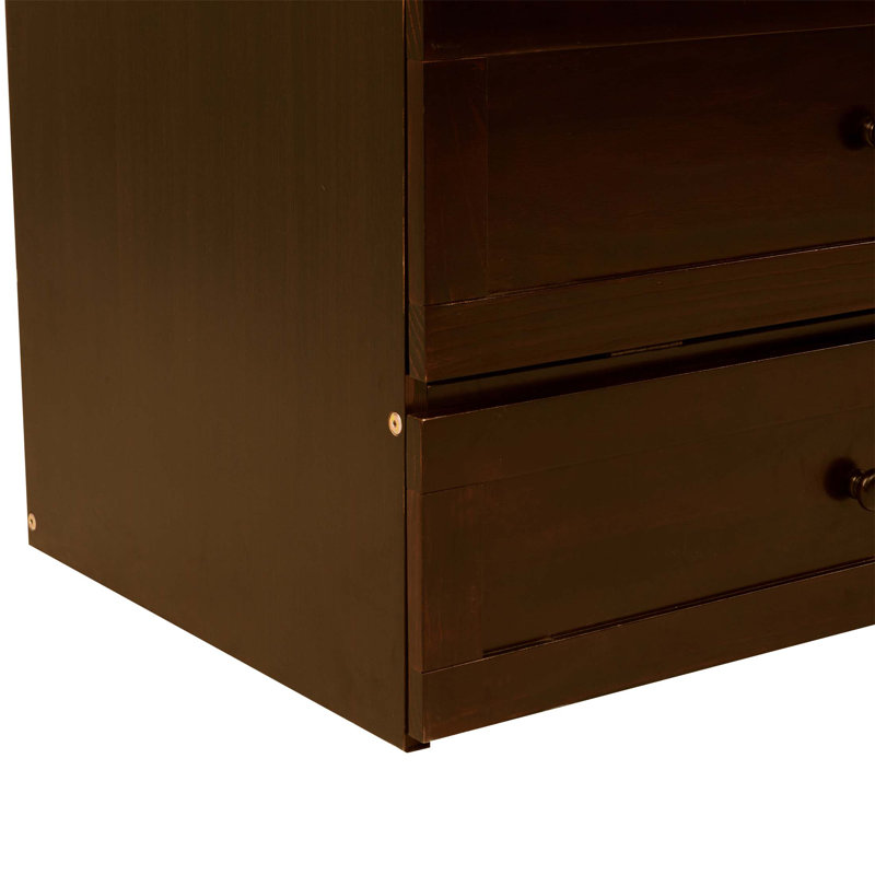 Lit escamotable, armoire en bois de pin avec décoration en rotin et tiroir de rangement pour une utilisation efficace de l'espace