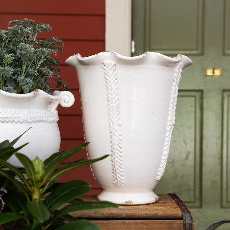 Rustic Garden Linen Tall Planter with Vines, Linen
