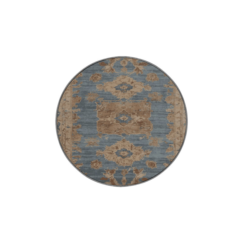 Tapis gris soyeux et moelleux, Rond 4 pi