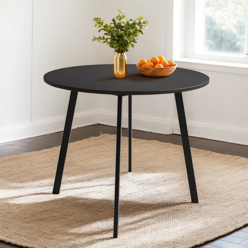 Table de salle à manger moderne 36 po avec pieds robustes en métal pour petite cuisine, Noir