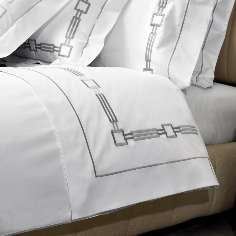 Retro Percale Pillow Case, Lead Gray, King